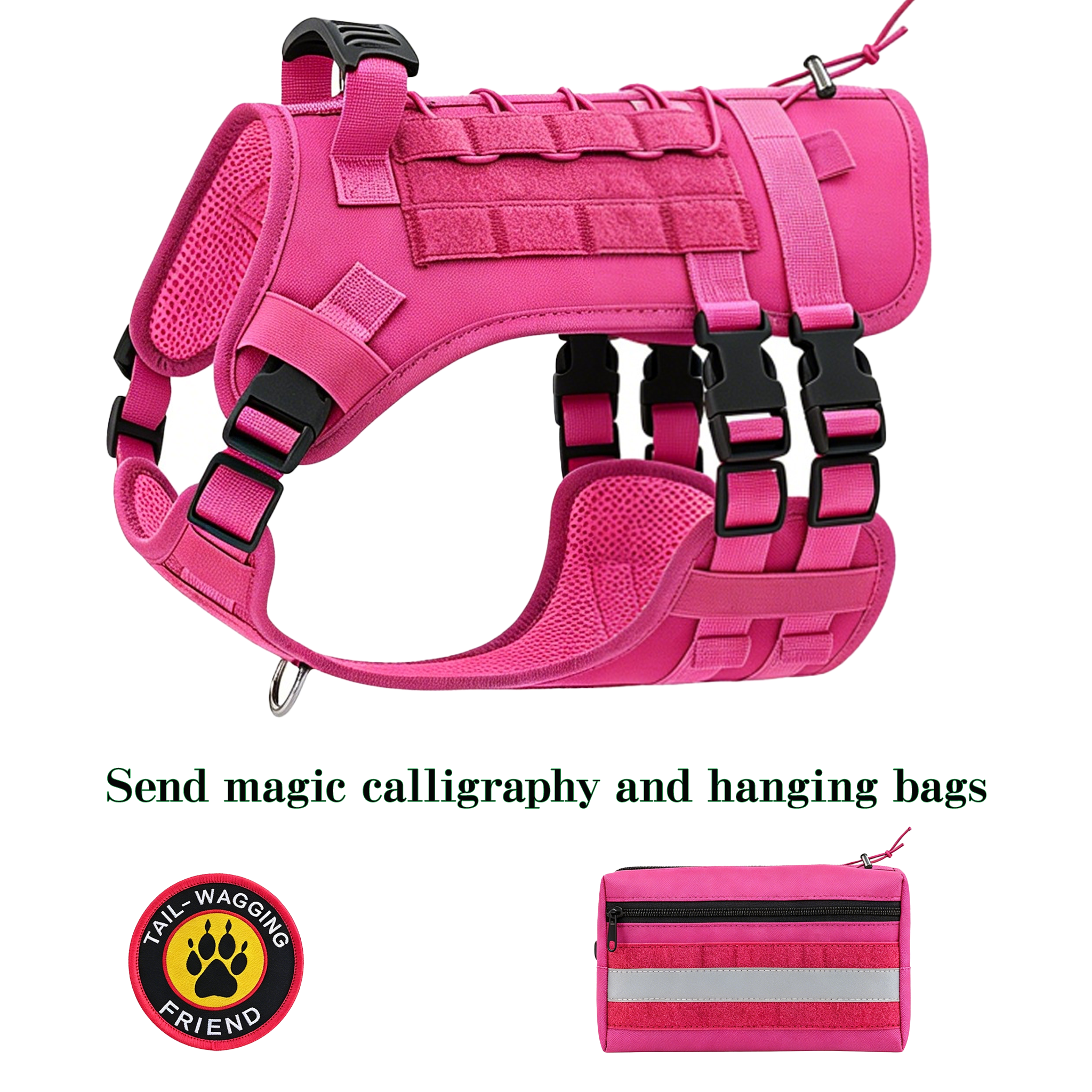 Molle dog vest cover and horsehair cover without pull tactics to prevent escape, suitable for medium and large dogs with handle adjustable military dog covers