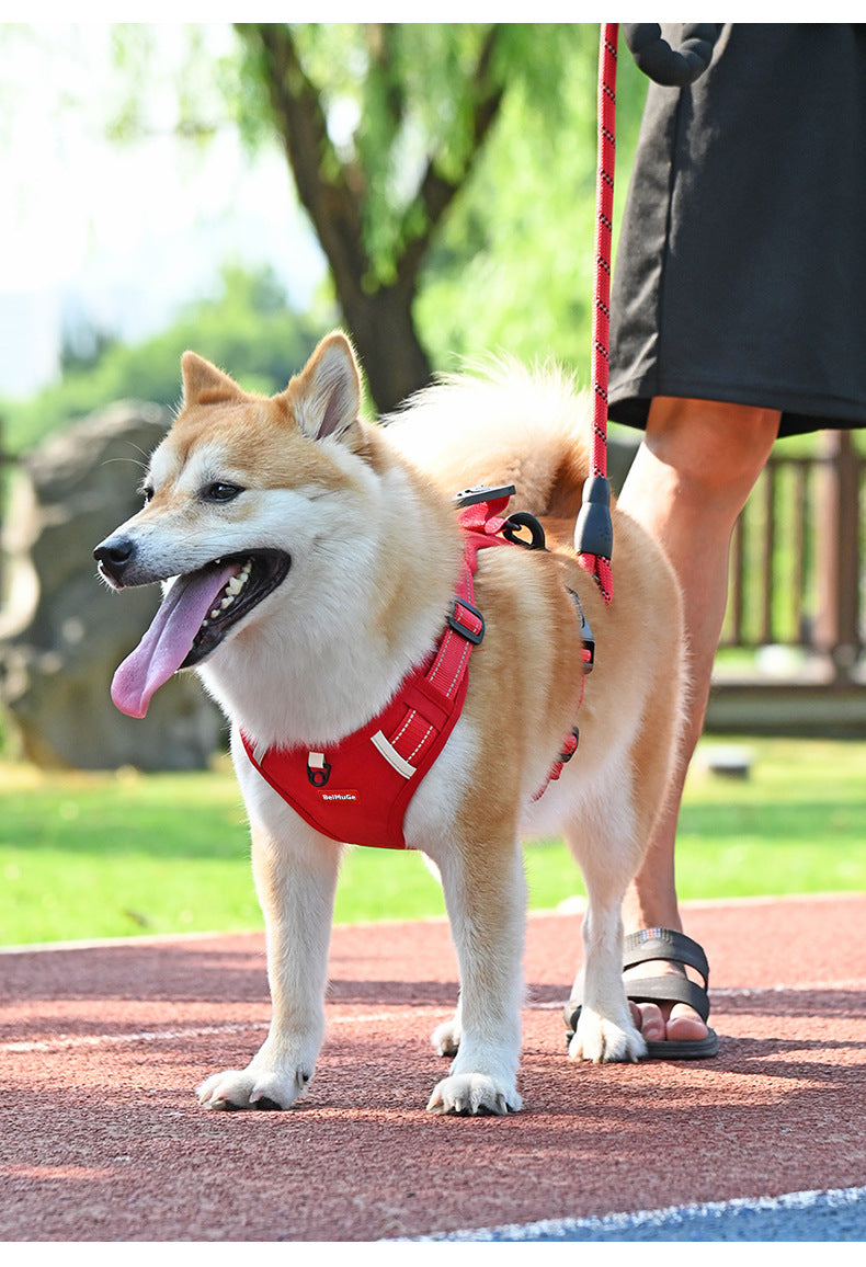 tactical dog harness with handle Dog leash, explosion-proof vest style pet chest harness, small and medium-sized dog walking leash