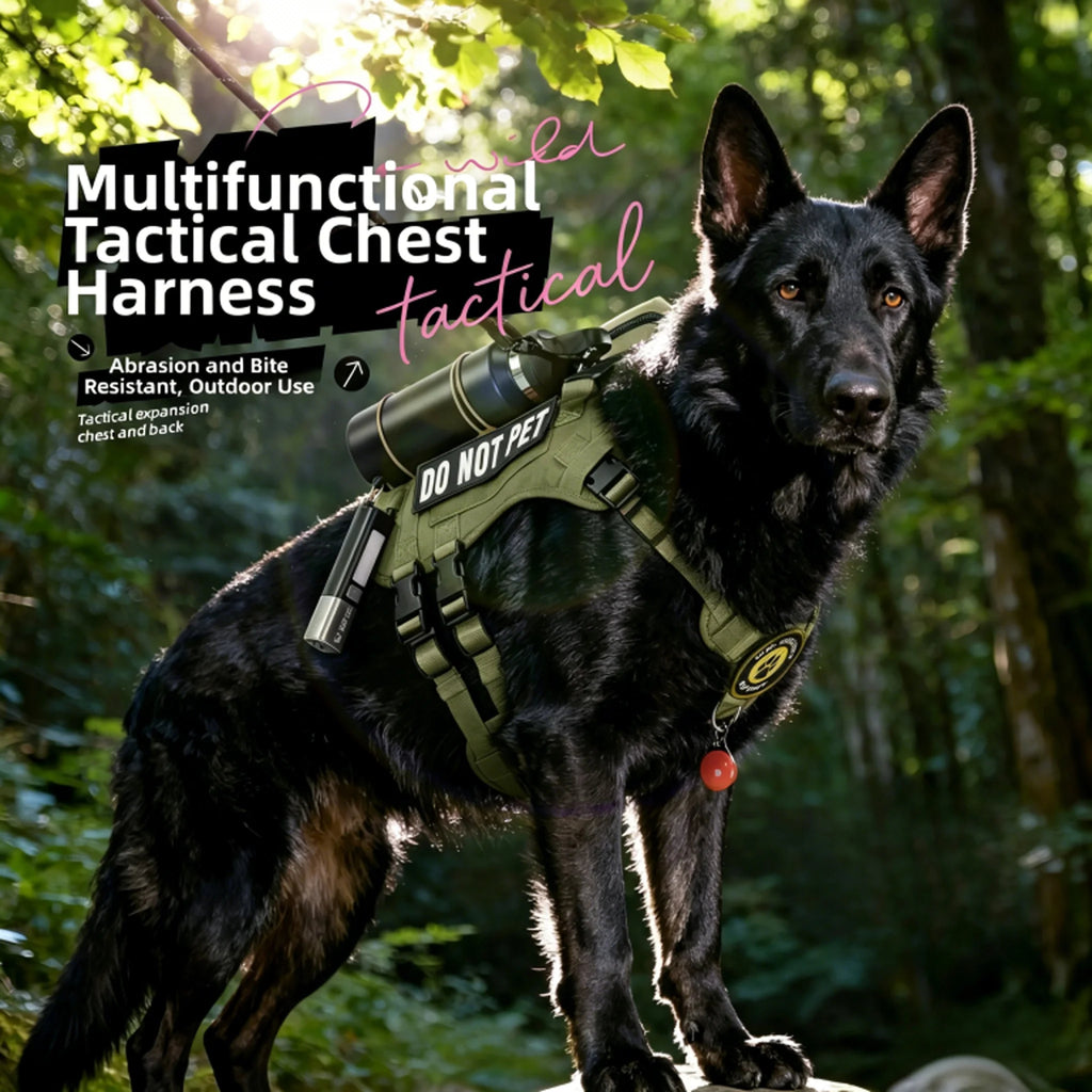 Molle dog vest cover and horsehair cover without pull tactics to prevent escape, suitable for medium and large dogs with handle adjustable military dog covers
