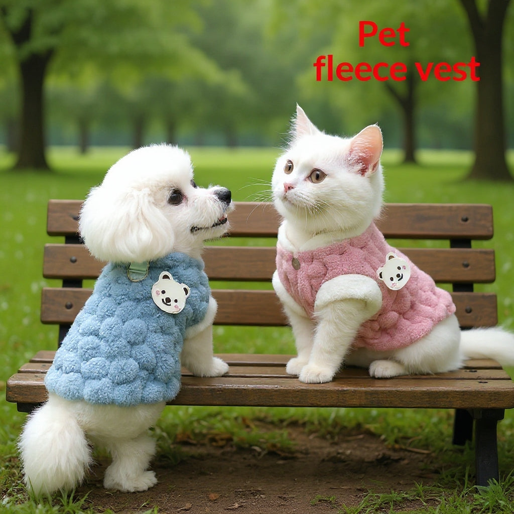 Cats, dogs, pets, towing clothes, autumn and winter warmth, plush vests, cute vests for small dogs and puppies, compared to bears