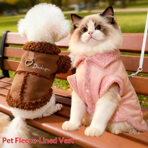 Can tow furry dogs, autumn and winter clothing vests, pet teddy bears, small and medium-sized dogs, pandas, fur vests, clothes