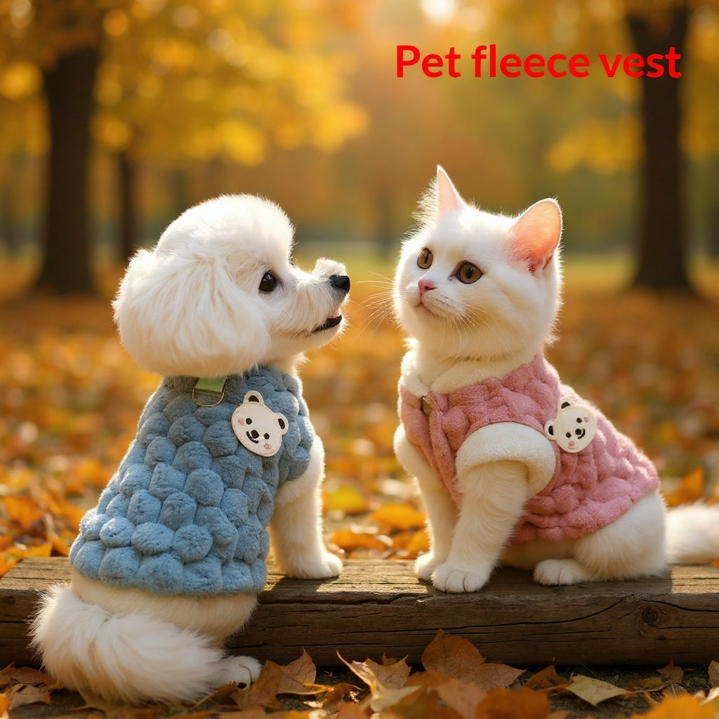 Cats, dogs, pets, towing clothes, autumn and winter warmth, plush vests, cute vests for small dogs and puppies, compared to bears