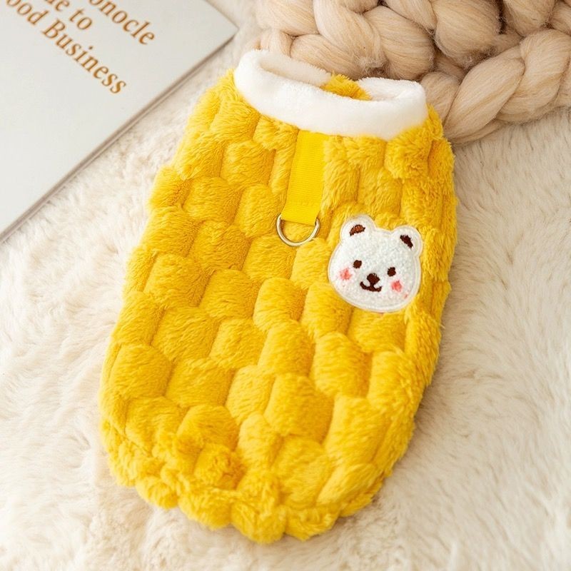 Cats, dogs, pets, towing clothes, autumn and winter warmth, plush vests, cute vests for small dogs and puppies, compared to bears
