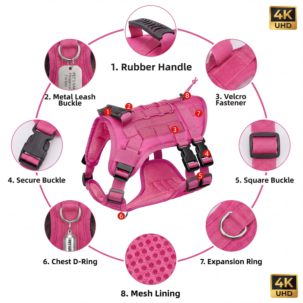 Molle dog vest cover and horsehair cover without pull tactics to prevent escape, suitable for medium and large dogs with handle adjustable military dog covers