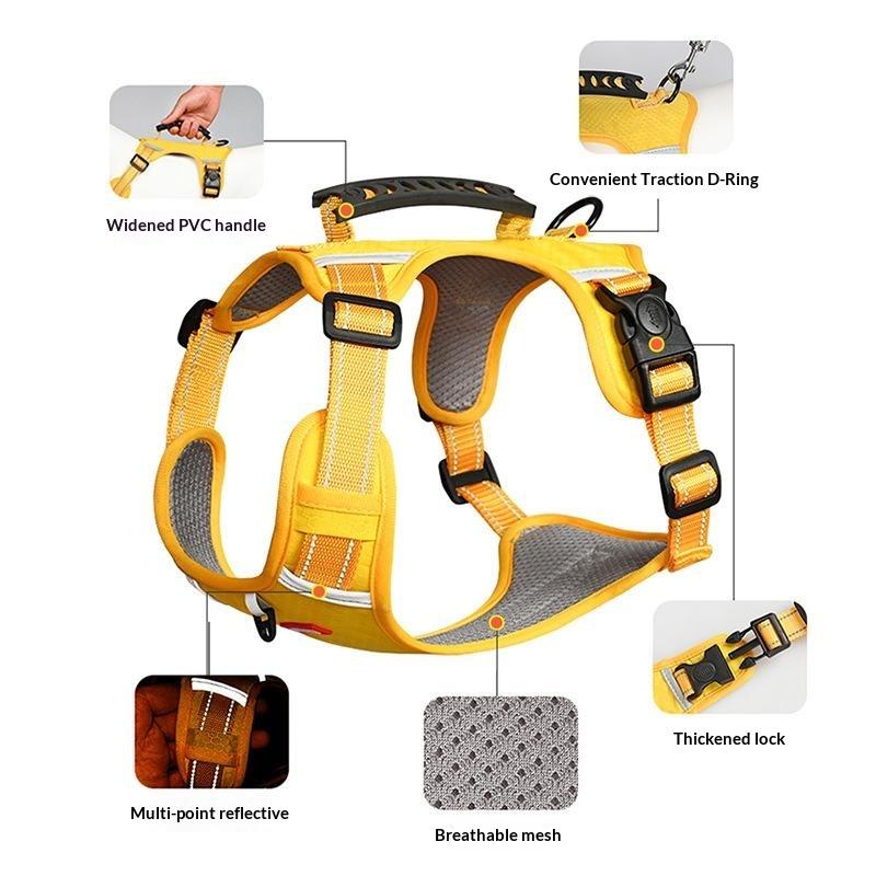 tactical dog harness with handle Dog leash, explosion-proof vest style pet chest harness, small and medium-sized dog walking leash