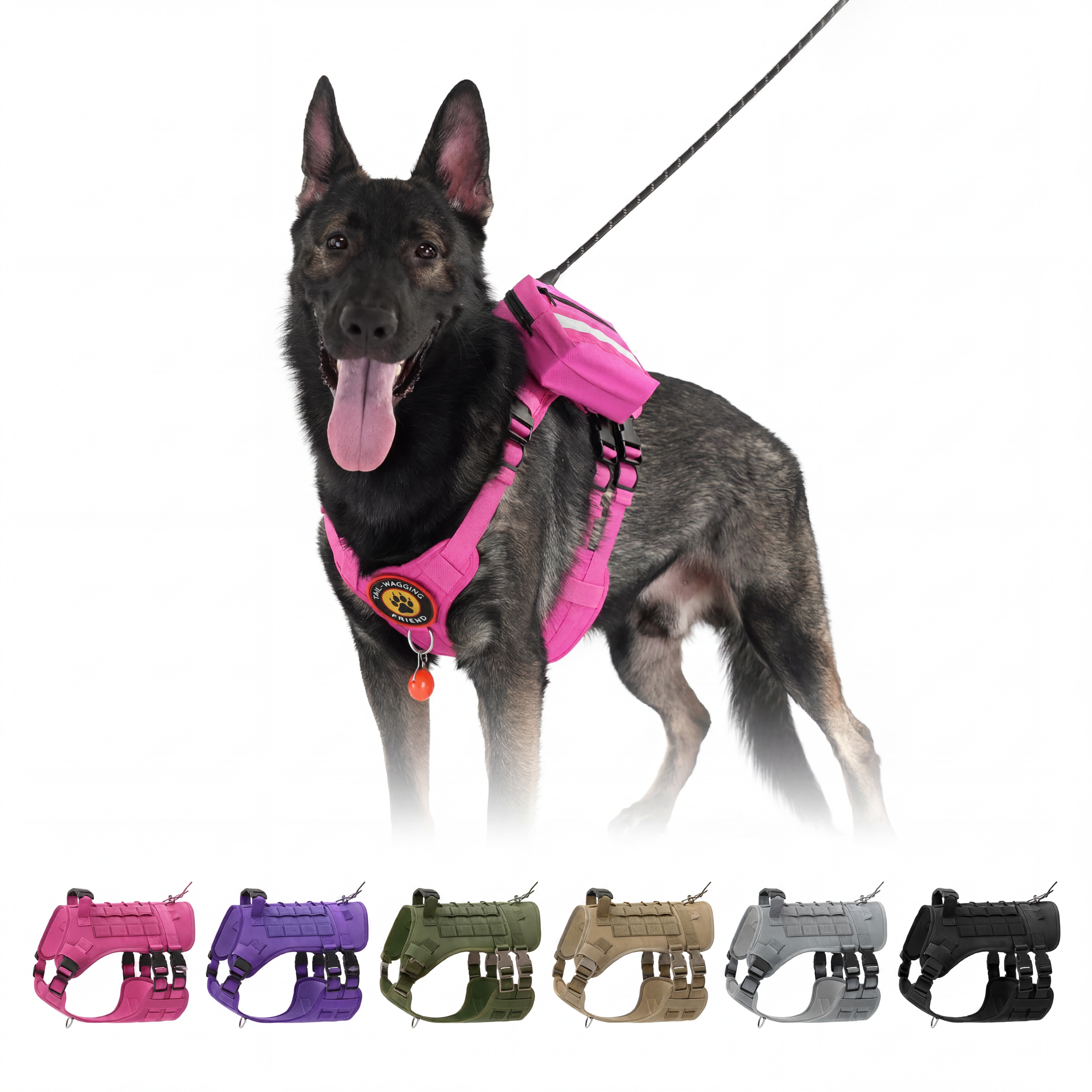 Molle dog vest cover and horsehair cover without pull tactics to prevent escape, suitable for medium and large dogs with handle adjustable military dog covers