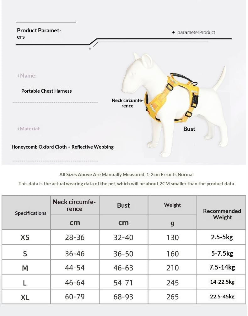 tactical dog harness with handle Dog leash, explosion-proof vest style pet chest harness, small and medium-sized dog walking leash