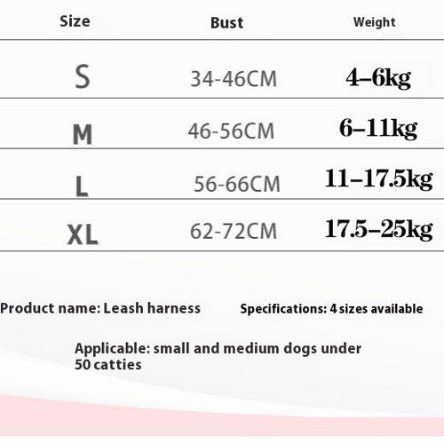 Dog and cat leash adjustable saddle vest chest strap pet walking leash medium large dog chain