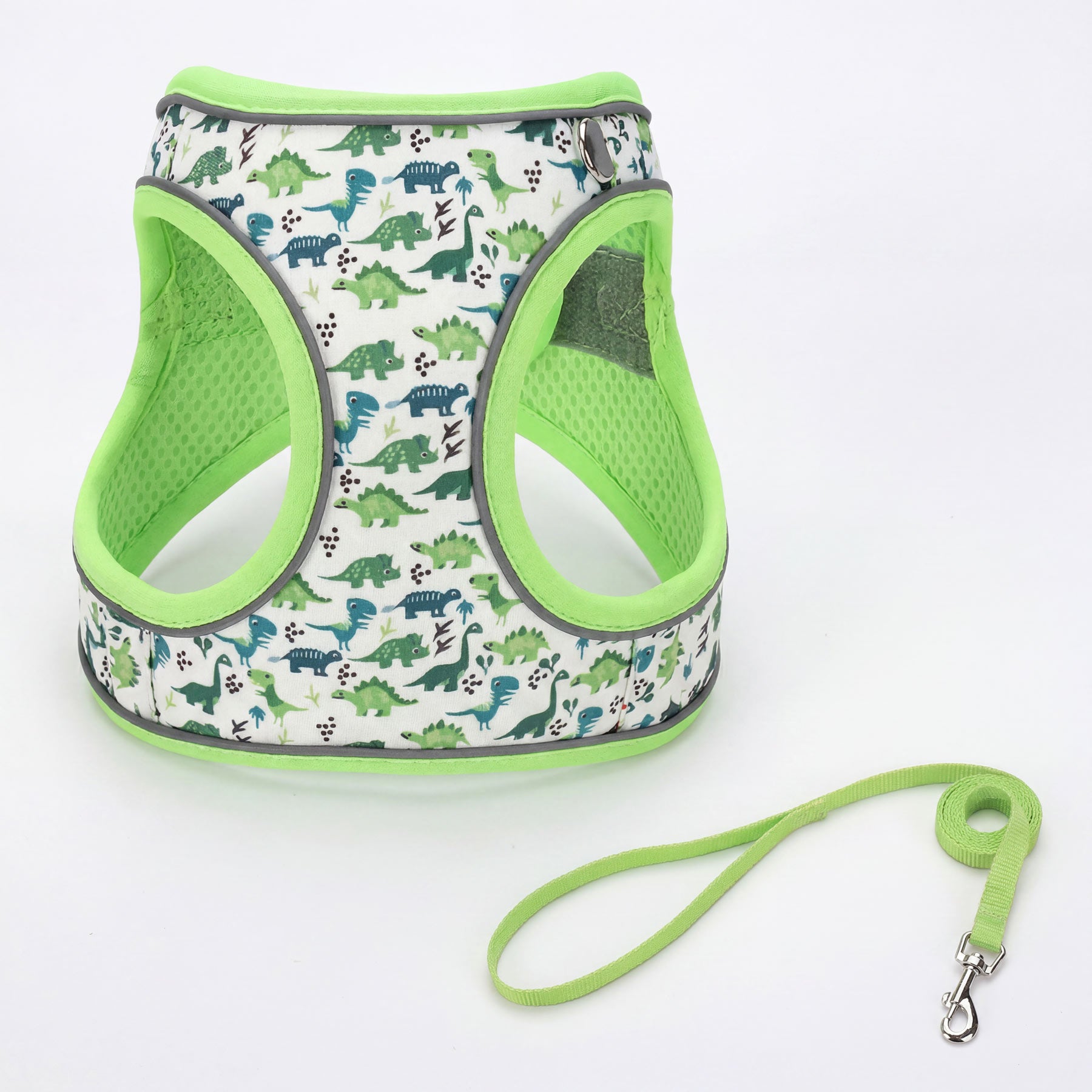 Floral Cat Harness and Leash Set - Breathable Mesh Puppy Vest with Reflective Strips, Adjustable Soft Pet Walking Gear for Small Dogs & Kittens, Escape-Proof Outdoor Hiking Accessories