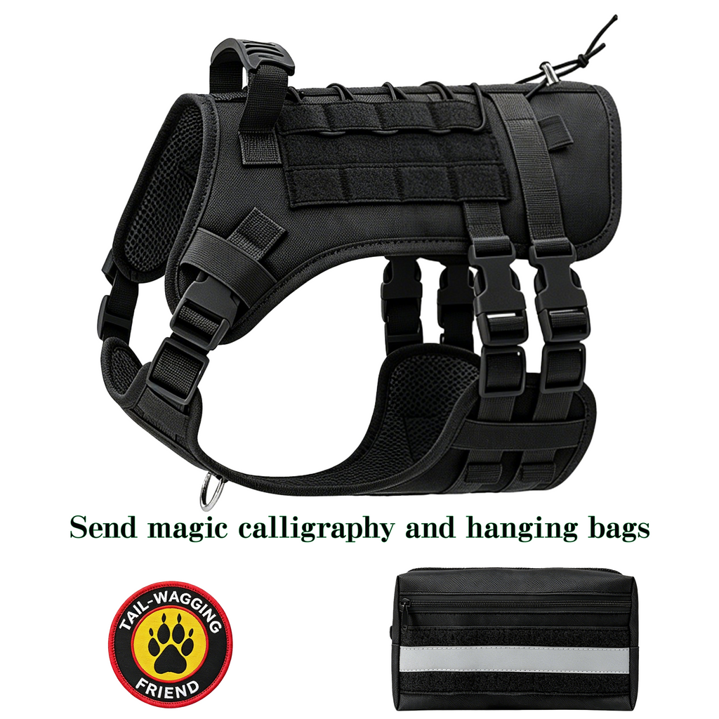 Molle dog vest cover and horsehair cover without pull tactics to prevent escape, suitable for medium and large dogs with handle adjustable military dog covers