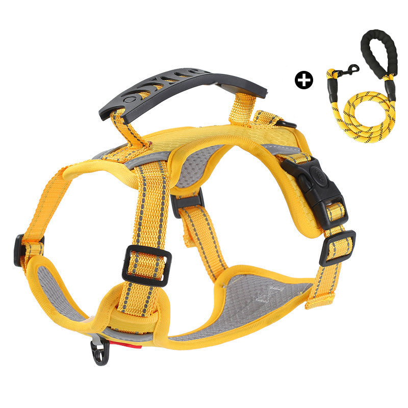 tactical dog harness with handle Dog leash, explosion-proof vest style pet chest harness, small and medium-sized dog walking leash