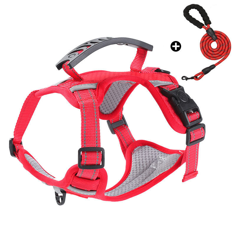 tactical dog harness with handle Dog leash, explosion-proof vest style pet chest harness, small and medium-sized dog walking leash