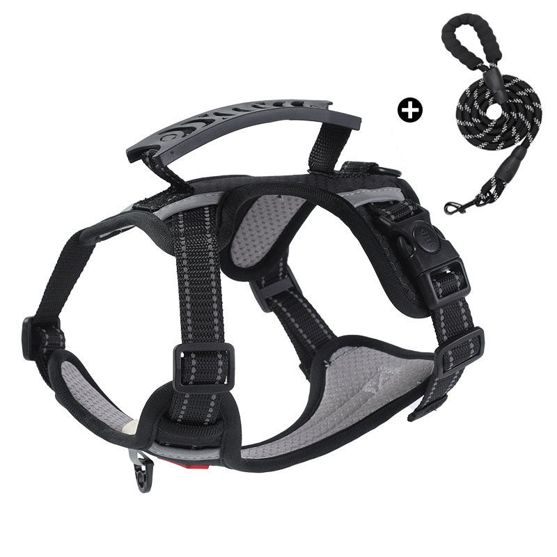 tactical dog harness with handle Dog leash, explosion-proof vest style pet chest harness, small and medium-sized dog walking leash