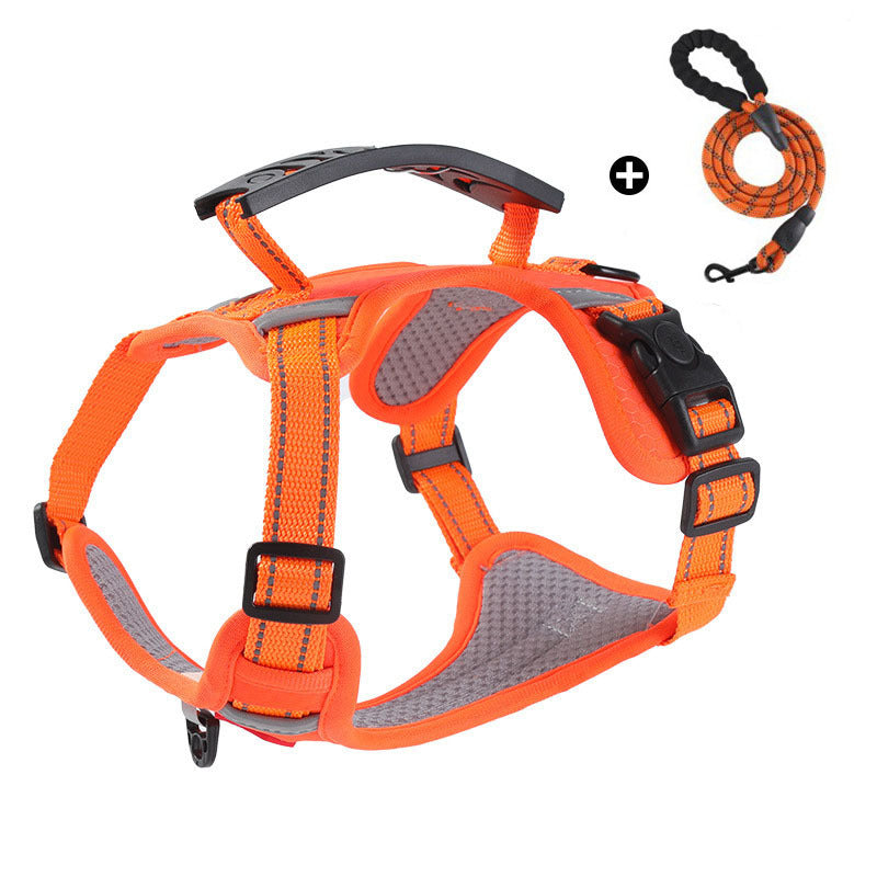 tactical dog harness with handle Dog leash, explosion-proof vest style pet chest harness, small and medium-sized dog walking leash